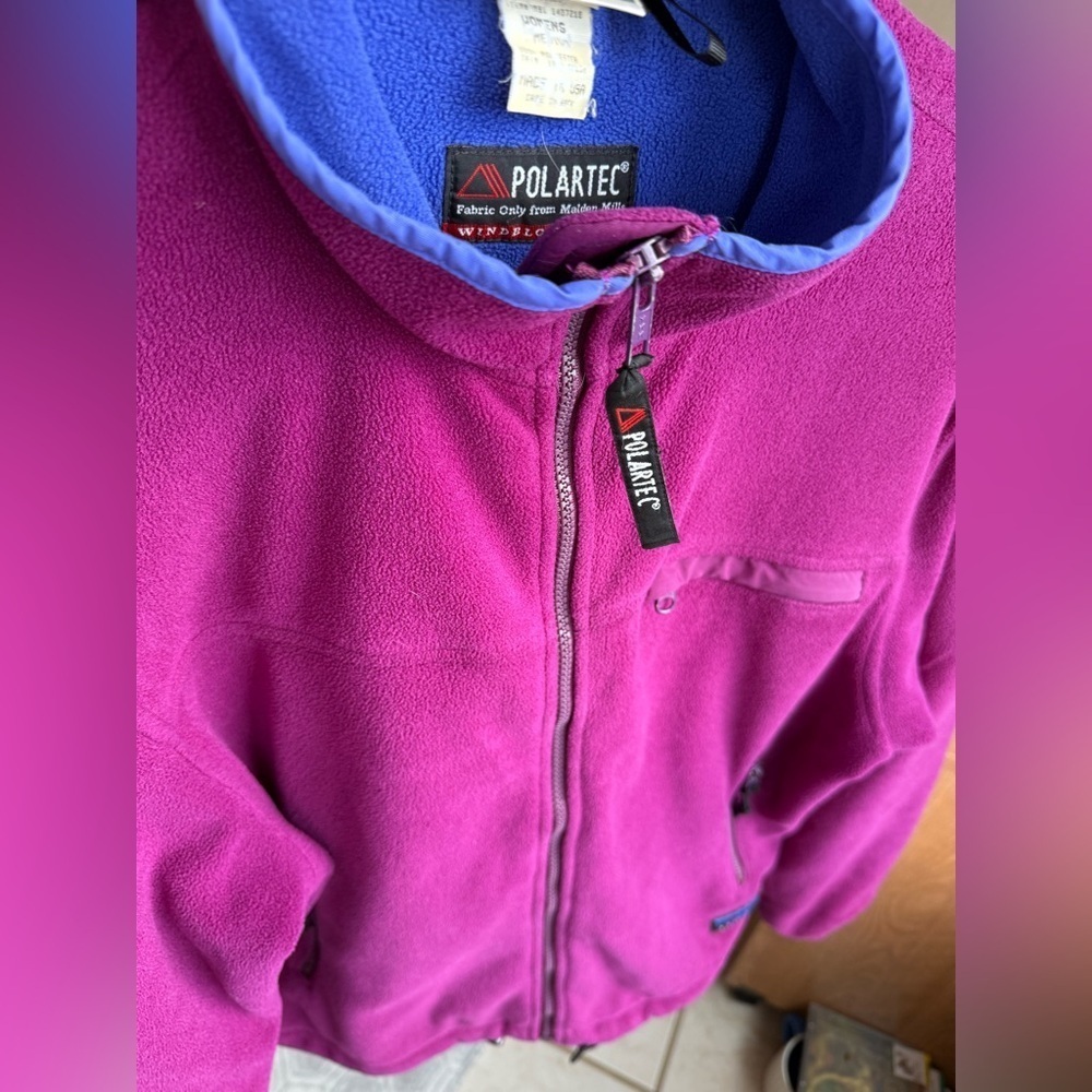 L.L.Bean Vintage Jacket Polartec Full Zip Magenta/Blue Women’s M Gorpcore Winter - Picture 2 of 16